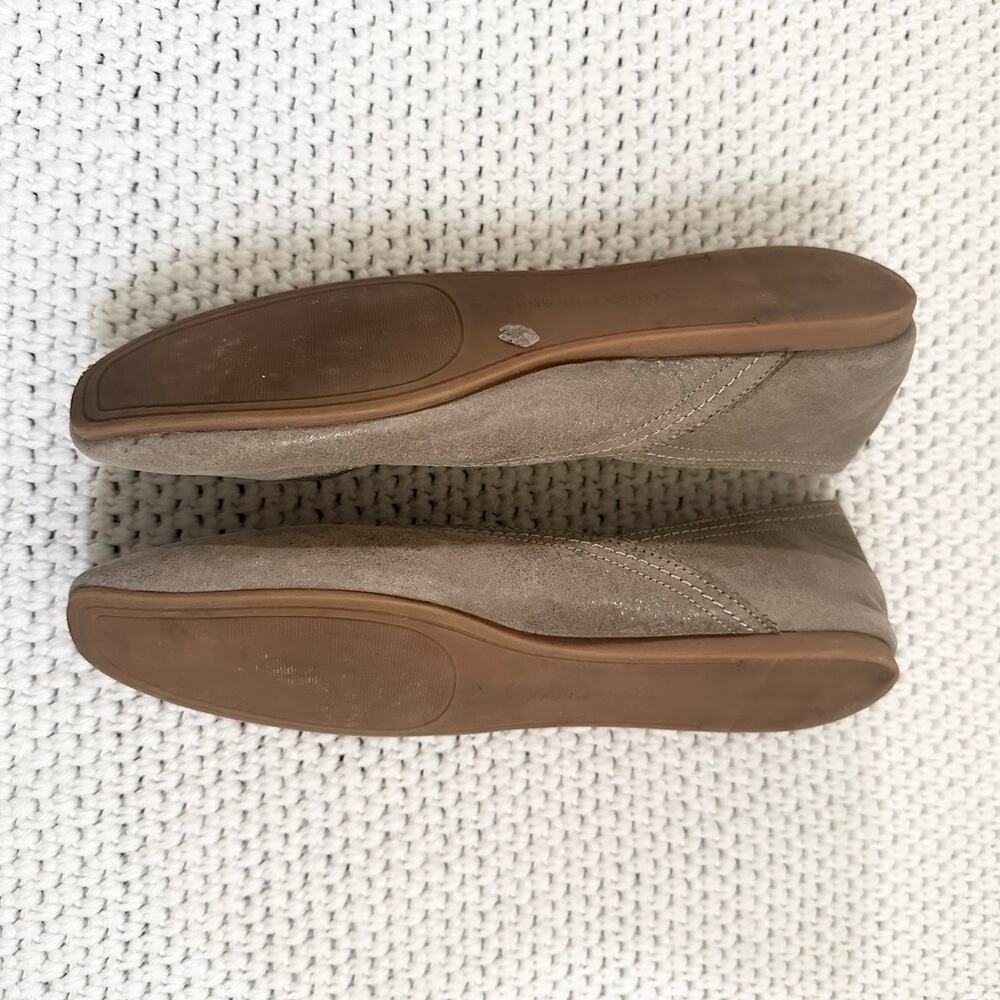 Lucky Brand Alba Taupe Gray Shimmer Suede Leather Squared Toe Ballet Flats 8 - Picture 7 of 8